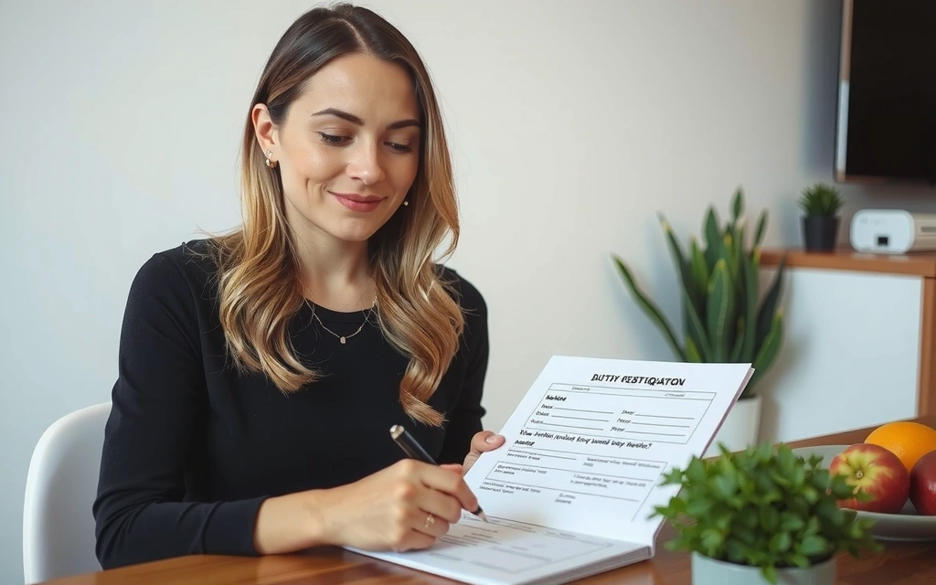 Frau füllt Fragebogen aus